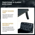 thumbnail image 2 of Faux Leather Upholstered Tufted Armchair Lounge Accent Chair Single Sofa with Wooden Turned Legs Living Room Navy, 2 of 6