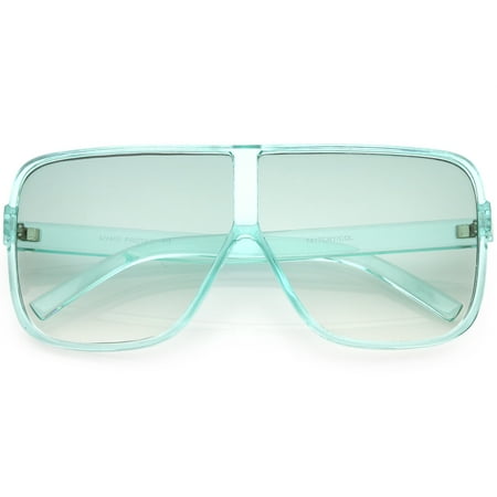 Oversize Translucent Square Sunglasses Flat Top Color Tinted Lens 69mm (Green)