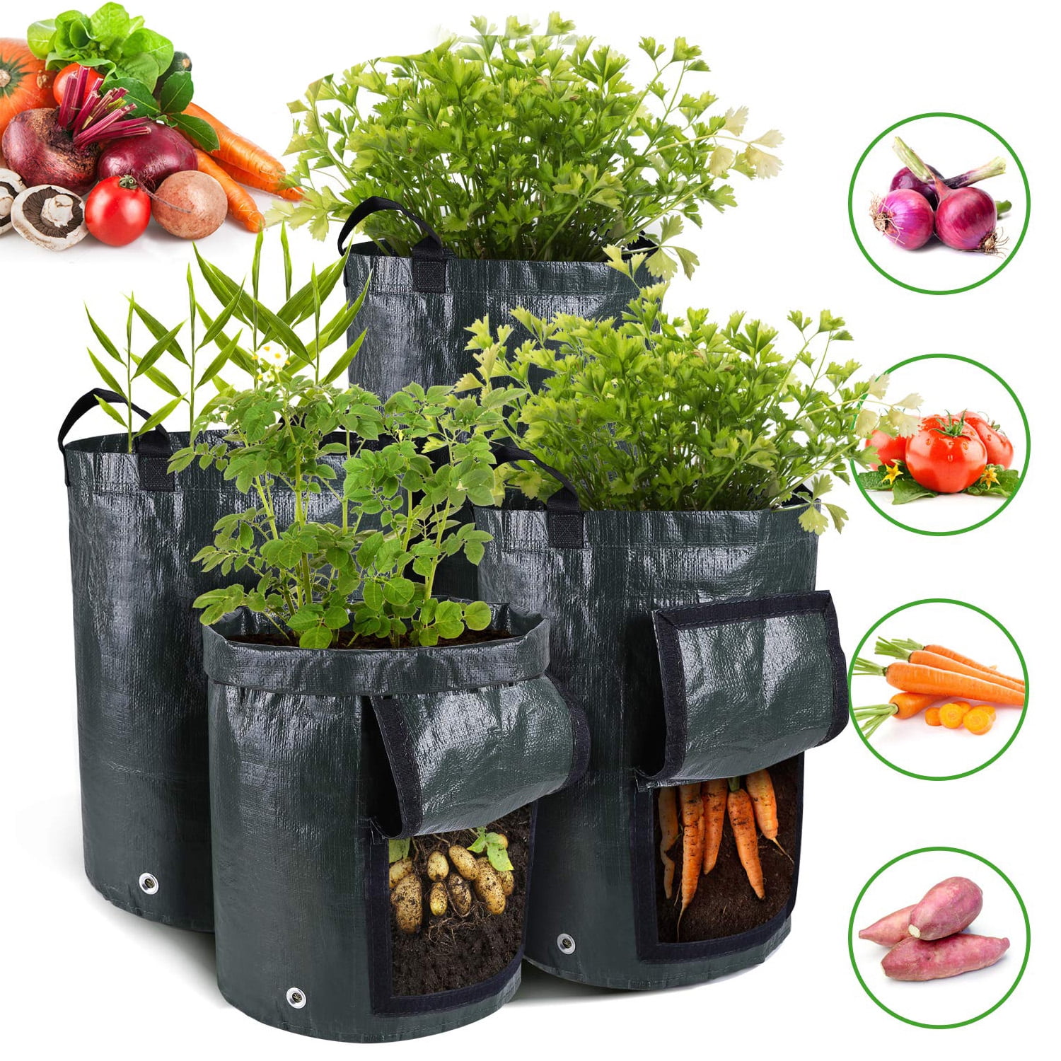 Huouo 2-Pack Potato Planter Growing Tub Vegetables Raised Bed Garden Grow Bag... 