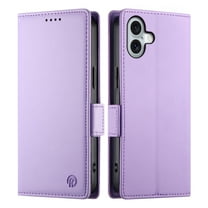 Dteck Wallet Case for iPhone 16 6.1" 2024, Premium PU Leather Folio Magnetic Closure Card Holder Kickstand Full Protection Phone Case Compatible with iPhone 16,Purple