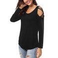 thumbnail image 2 of Blusa con hombros descubiertos y tiras para mujer, blusa de manga larga, túnica holgada Sunnimix blusa tops hombro frío, 2 of 8