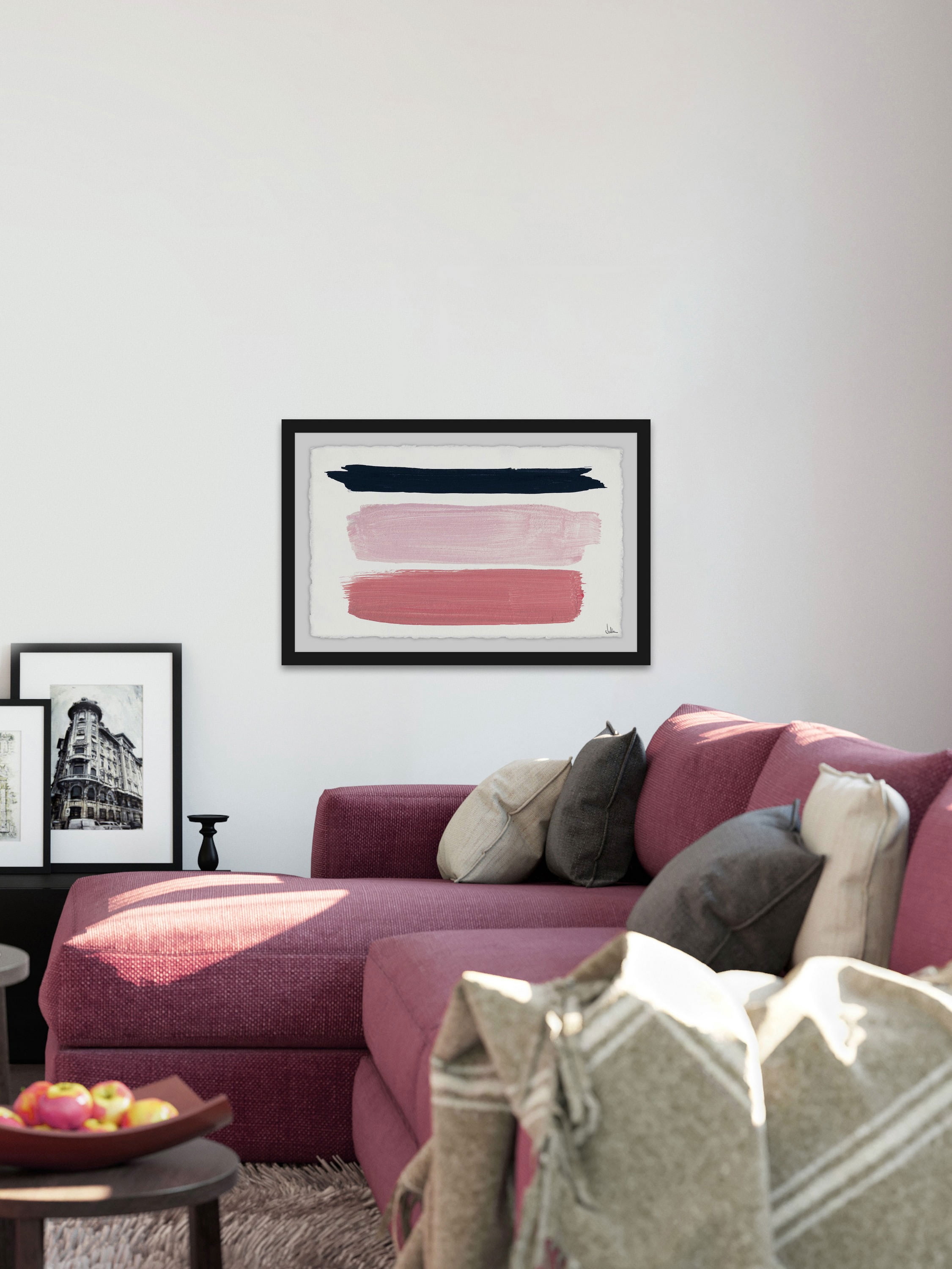 Blush Tones & Black Framed Painting Print