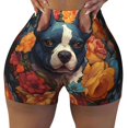 thumbnail image 2 of Haiem Cute Colorful Flower French Bulldog No Front Seam Biker Shorts for Women Yoga Workout Gym Bike Shorts with Tummy Control Moisture-Wicking-Small, 2 of 9