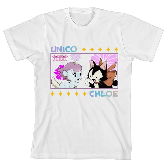 Unico: Awakening Unico and Chloe Friends Youth White Short Sleeve Tee-Medium