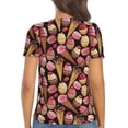 thumbnail image 3 of Fuzoiu Ice Cream Cake Print Women's V-Neck T-Shirt,Women's Short Sleeve Top, Comfortable for Work, Leisure, and Sports, 3 of 7