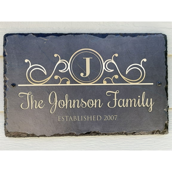 Beautifully Handcrafted and Customizable Slate Home Address Plaque (16"x10", 18"x8", 12"x8" or 12”x6” ) Improve the curb appeal of your property with this bespoke welcome sign.