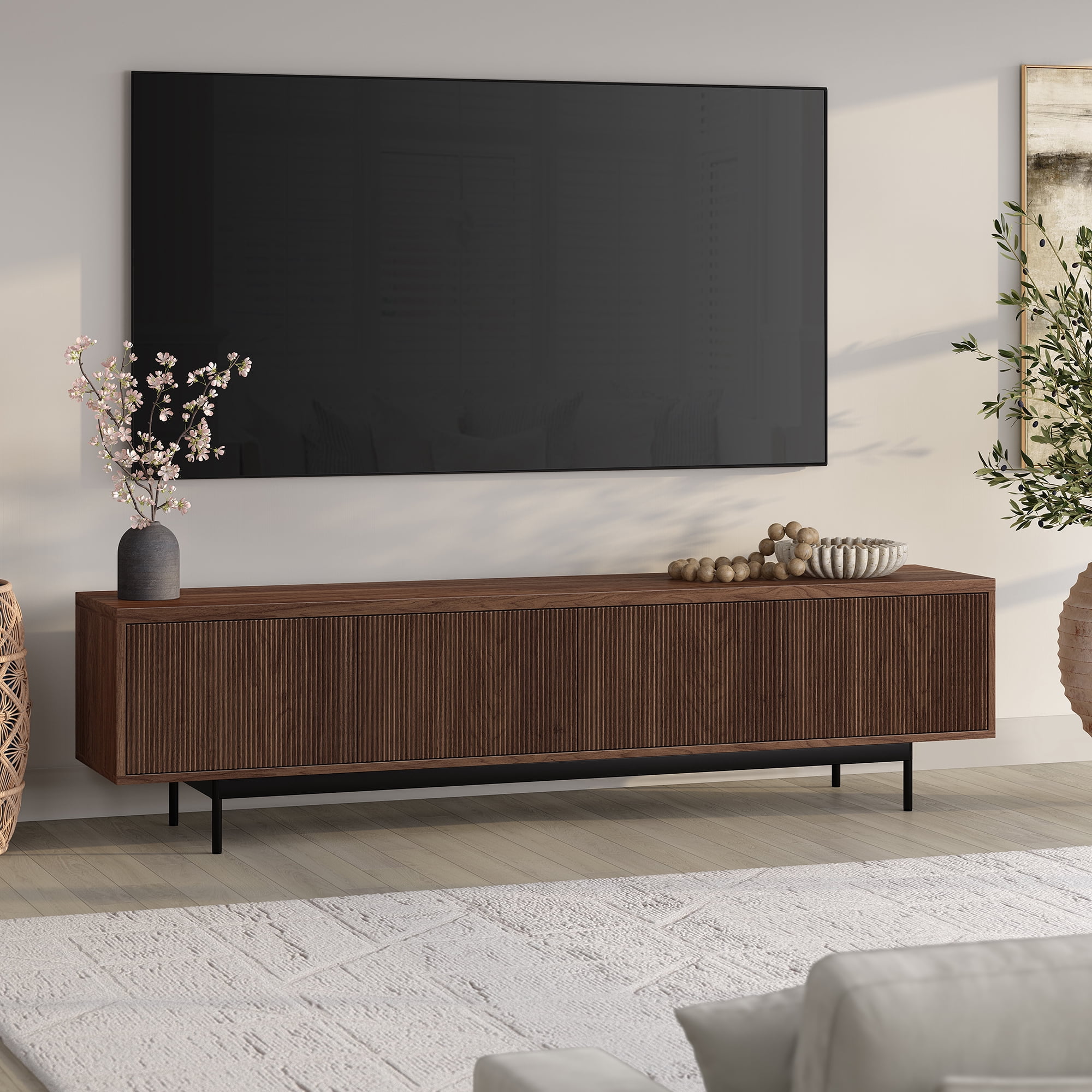 Whitman Rectangular TV Stand for TV's up to 85" in Satin Walnut