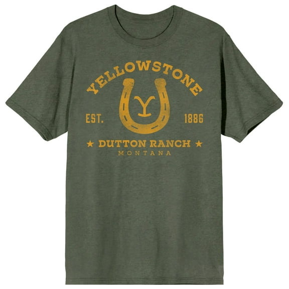Yellowstone Horseshoe Logo Adult Monterrey Sage Crew Neck Short Sleeve T-shirt-Medium