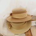 thumbnail image 5 of Girls Straw Hat Beach Hat Sun Protection Hat Wide Brim Simple And Sweet Bow Tie Ribbon Decoration Summer Girls Dome Hat, 5 of 5
