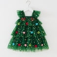 thumbnail image 2 of Odeerbi 0-8 Years Toddler Kids Girls Christmas Tree Tiered Tulle Dress Ruffle Strap Sparkle Princess Dress for Holiday Party, 2 of 5