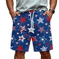 thumbnail image 5 of CIENVNSTG Men's Patriotic USA Flag Print Shorts Drawstring Elastic Waist Casual Shorts for Independence Day Party Blue L, 5 of 6