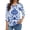 Blue, variant on Women's Fashion Casual Lapel Short 3/4 Sleeve Print Shirt Women's Button Up Tops Blue L