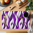 thumbnail image 2 of Purple White Moire Placemats Set of 4, Modern Abstract Art Placemats for Dining Table, Place Mats for Kitchen Tabletop, Waterproof Wipeable Dining Table Mats Set, 2 of 9