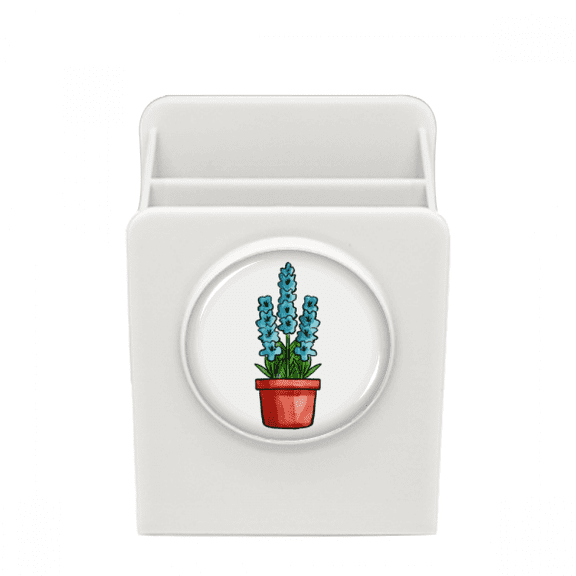 Bule Potted Flower Art Deco Fashion Desk Pencil Holder Cup Pen Organizer