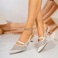 thumbnail image 4 of Hollow Out Cutout Slingback Kitten Heels Formal Evening Dinner, Pointed Toe Buckle Strap Pumps Daily Office Commuting, Comfortable Elegant Dress Shoes Weekend Party Gathering, Beige 6, 4 of 6