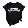 thumbnail image 2 of Fartey Womens American Flag T Shirts 4th of July Crew Neck Shirts Funny Letter Graphic Tees Independence Day Short Sleeve Patriotic Tops 2025 Black XXL, 2 of 4