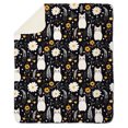 thumbnail image 1 of Floral White Cat on Fleece Sherpa Blanket, 1 of 8