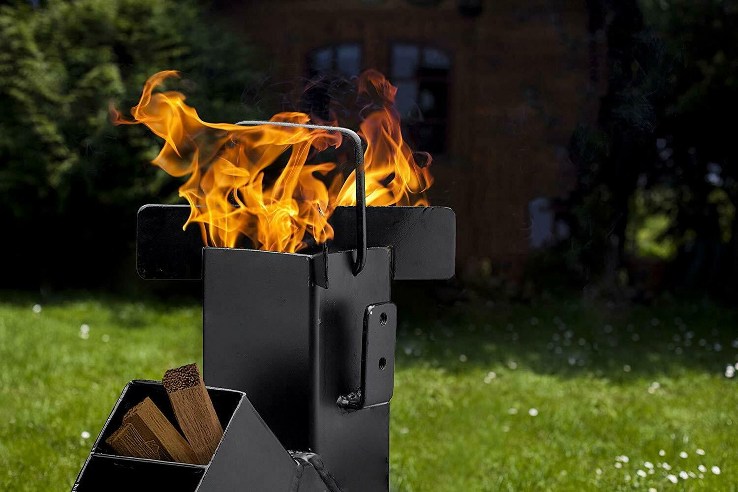 Camping Rocket Stove With Handle Campfire Cooking wood burning stove -  Walmart.com