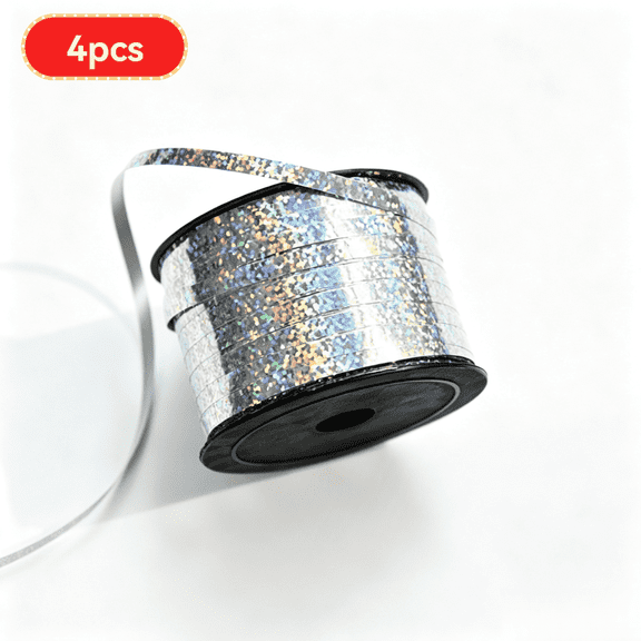 400 Yards Silver Ribbon Curling Crimped, Balloon String Shiny Metallic Roll for Gift Wrapping Ribbon for Birthday Party Festival Art Craft Decor Florist Flowers Decoration
