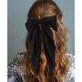 thumbnail image 2 of Wattne Black Hair Bows for Women 2Pcs Hair Bow Clips Silky Hair Ribbon Oversized Long Tail Large Big Hair Bows Hair Barrettes Metal Clips, 2 of 7