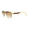 thumbnail image 6 of Luxury Beveled Lens Rich Art Retro Rimless Gangster Narrow Rectangle Sunglasses Gold - Brown, 6 of 8