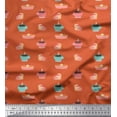 thumbnail image 1 of Soimoi Polyester Crepe Fabric Cake Slice & Coffee Beverages Fabric Prints by Yard 52 Inch Wide, 1 of 1
