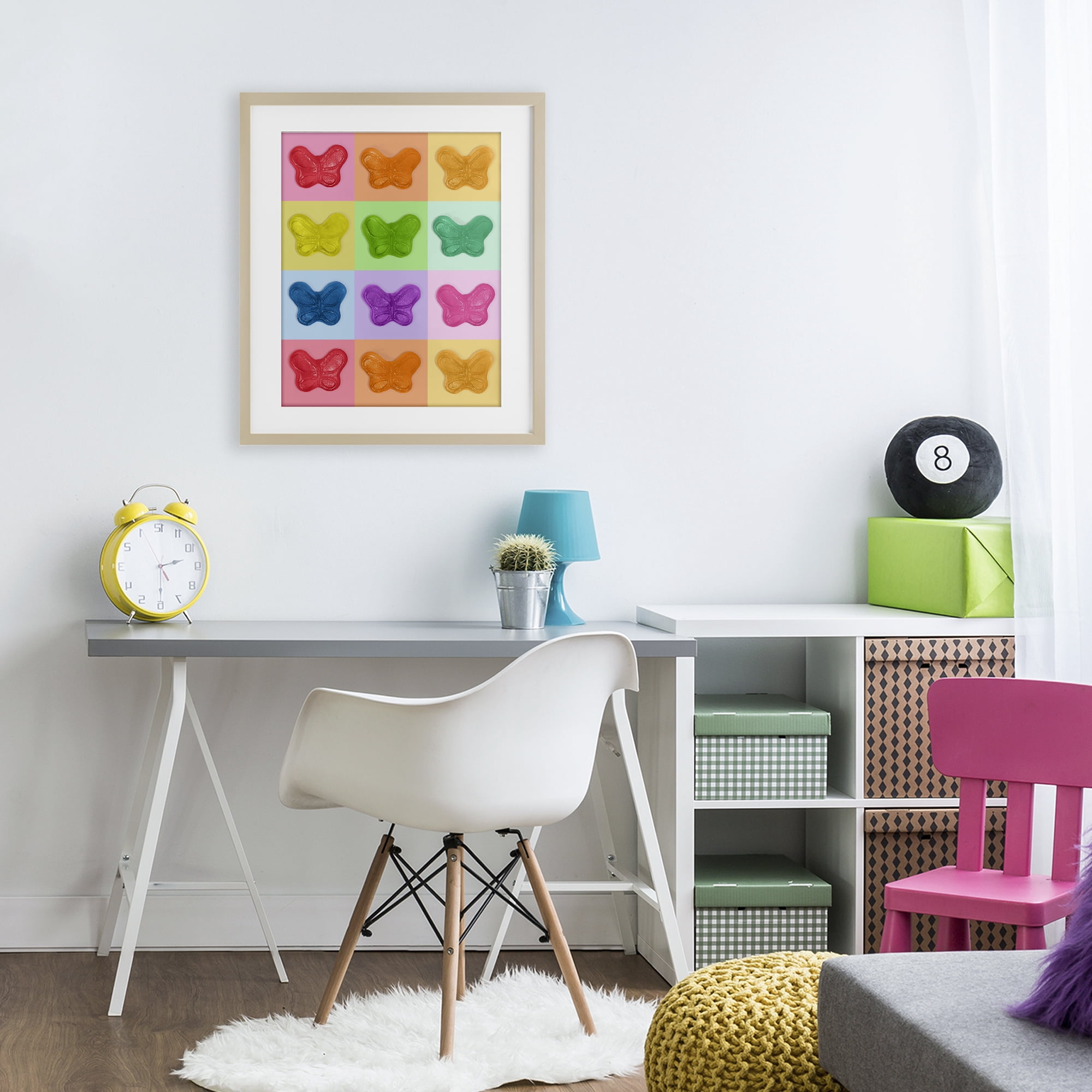 Stupell Industries Colorful Butterflies Candy Birch Framed Print Under Glass, design by LISH Creative