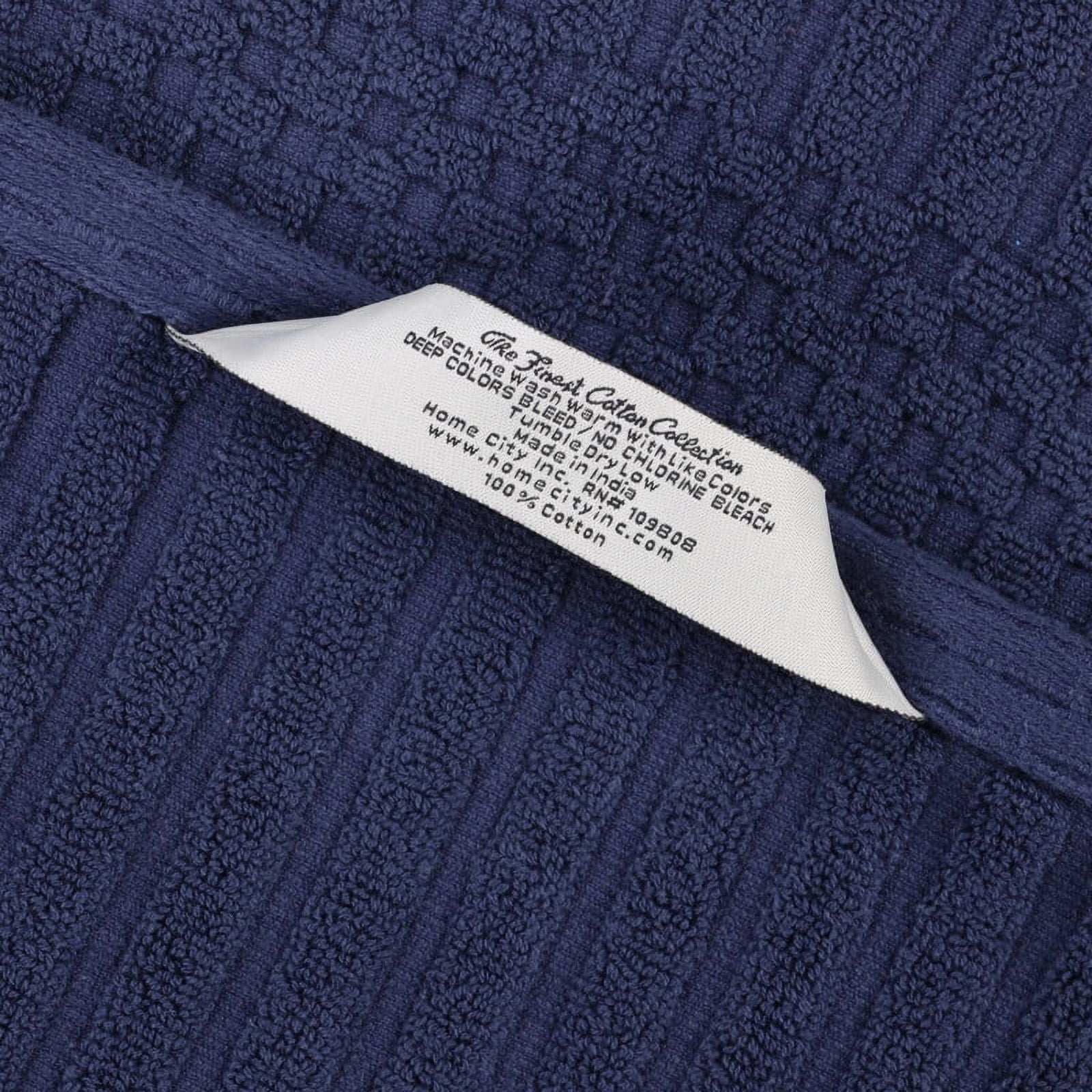 Superior Soho Ribbed Cotton Face Towel/Washcloth Set of 12, Navy Blue