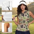 thumbnail image 5 of Aplkyhs Duck Camo Women's Golf Shirt and Sun Visor Hat Set Racerback Sleeveless Golf Tennis Shirts Adjustable UV Protection Sun Hat Breathable Moisture Wicking for Golf,Tennis,Daily Wear, 5 of 7