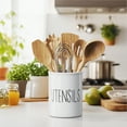 thumbnail image 2 of Barnyard Designs Ceramic Farmhouse Kitchen Utensil Holder for Countertop, Decorative Kitchen Utensil Crock for Counter, Spatula Holder, 7" (White), 2 of 7