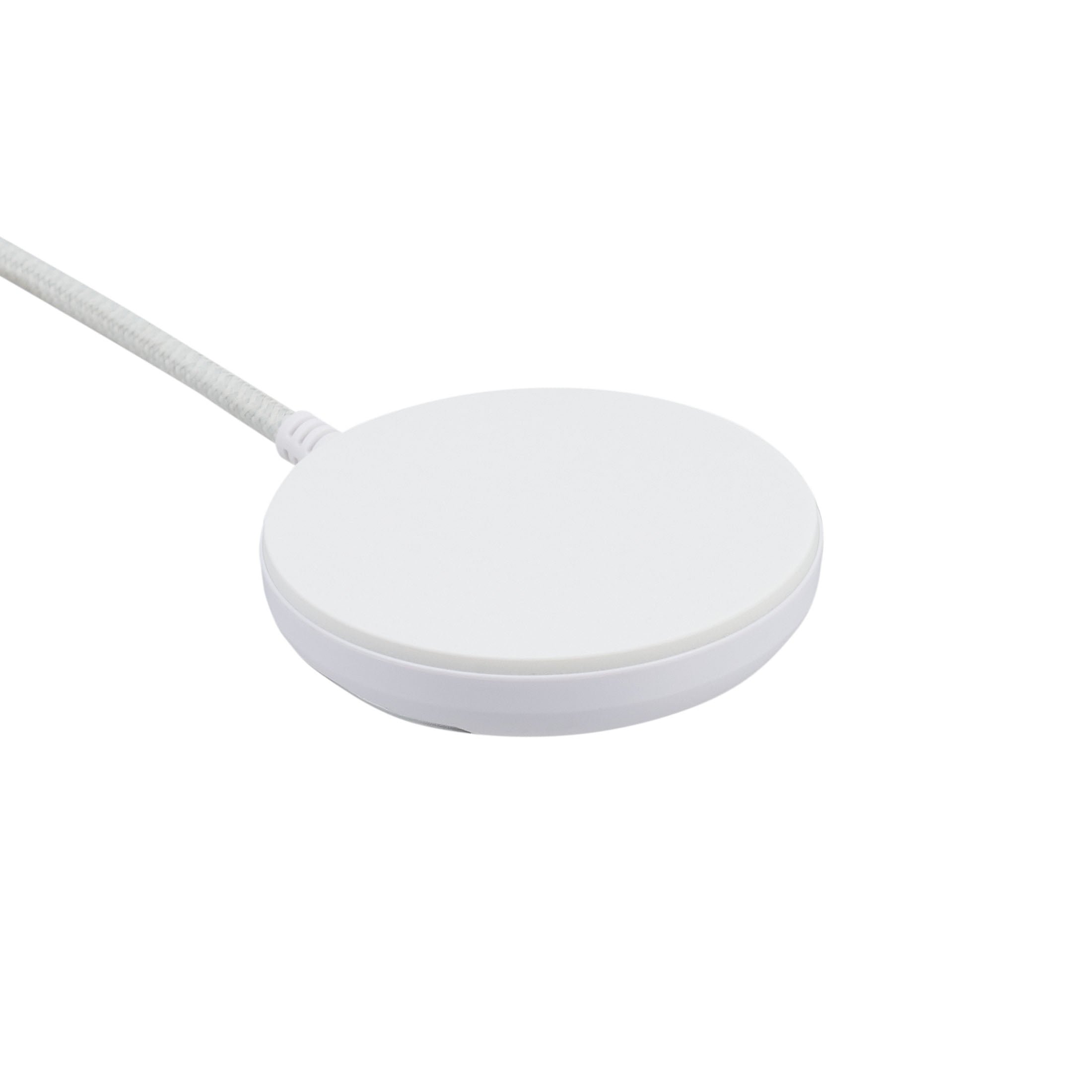 onn 15W Magnetic Wireless Charging Pad, Qi2 Certified, braided cable, White - Compatible with iPhone 17/16/15/14/13/12 series