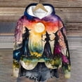 thumbnail image 2 of OIOLOYJM Halloween Hoodies for Women Happy Colorful Witch Graphic Long Sleeve Loose Fit Party Sweatshirt Fall Winter Outdoor Fashion Warm Comfortable Hooded Shirt Purple Pink S, 2 of 5