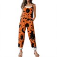 thumbnail image 6 of BOMYJESK Women Halloween Jumpsuits Jack O Lantern Sleeveless Overall Jumpsuit Boho Baggy Overalls Orange L, 6 of 7