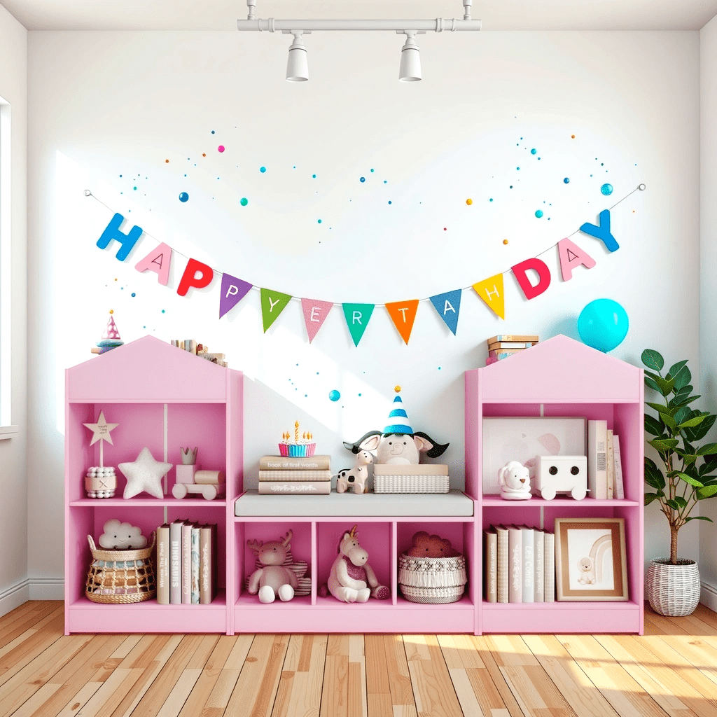 68.9“ Kids Bookshelf with Reading Nook, Toy Storage Organizer with Seat Cushion and 7 Storage Cubbies, Wooden Kids Bookcase, Toy Organizers and Storage for Nursery, Playroom, Pink
