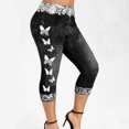 thumbnail image 4 of ZZwxWA Casual Pants Butterfly Print Capris Plus Size Cute Slim Elastic Tight Zipper Workwear Fashion Pants for women High Waist Trousers Black XXL, 4 of 7