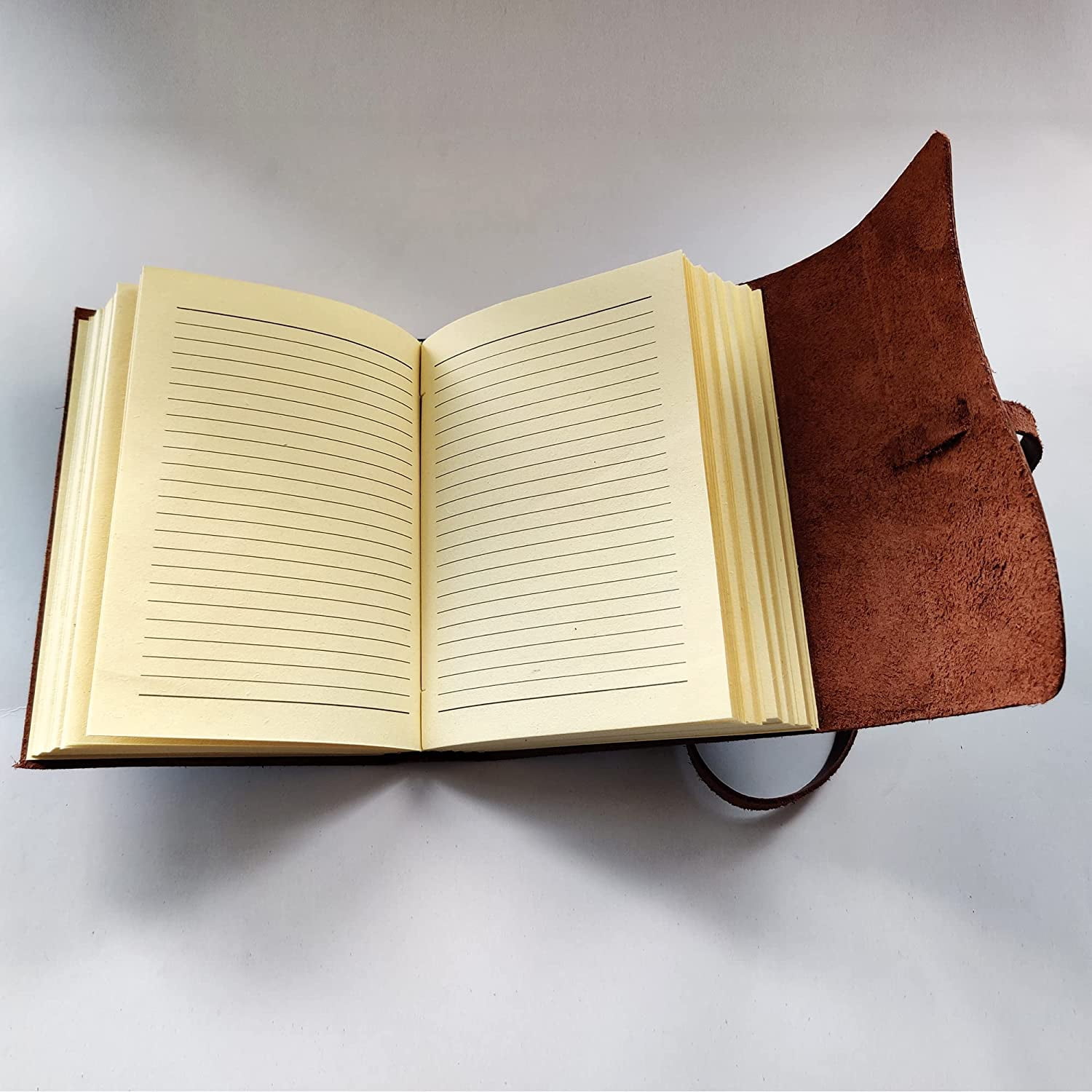 Leather Journal Writing Notebook - Handmade Vintage Leather Bound Lined Journal for Men & Women - Ruled Travel Diary Gift for Writers Artist Poet Him Her by Rustic Town, Brown