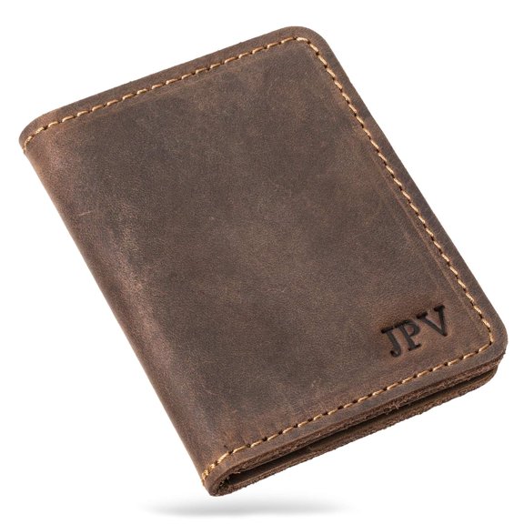 PEGAI Leather Bifold Wallet for Men with Credit Card Holder | Minimalist Wallet for Men, Handmade Slim Wallet | Knox (Chestnut)