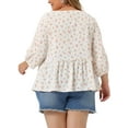 thumbnail image 4 of Unique Bargains Women's Plus Size Top 3/4 Sleeve Cut Out Floral Blouses 3X White Red, 4 of 6