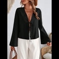 thumbnail image 4 of Camisa Y2K para Mujer, Blusa con Mangas Acampanadas y Cuello en V, Estilo Casual. Negro M, 4 of 8
