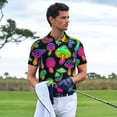 thumbnail image 5 of Balery Bright Mushrooms Printed Men’s Short Sleeve Polo Shirt, Midweight Men's Shirt,Golf Polo shirts -3X-Large, 5 of 8