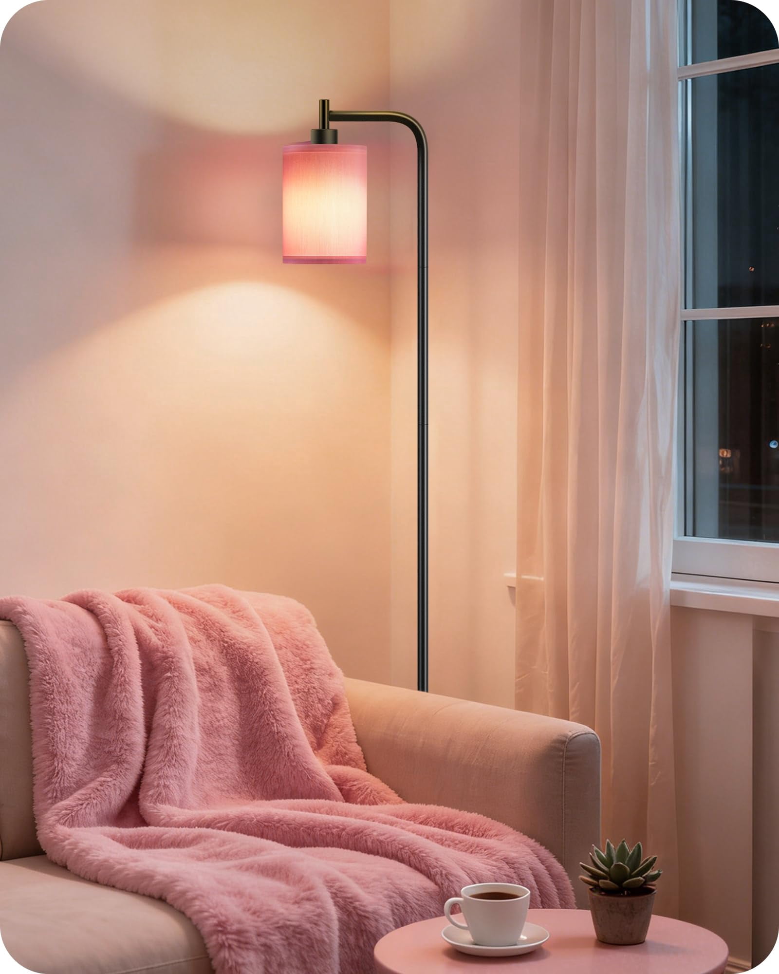 2pack Dimmable Floor Lamp For Living Room With Remote And Foot  Modern Standing Corner 10w Bulb 3 Color Temperatures Bedroom Office Etl Listed Pink P19ldp205