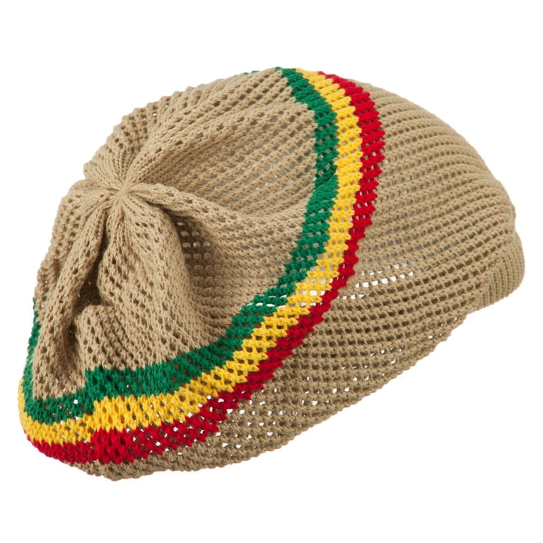 Rasta beanie with shells Big Size Mesh Rasta Deep Shell Beanie - Olive XL-3XL  main image 4