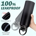thumbnail image 3 of 40oz Stainless Steel Water Bottle with Straw & Spout Lids, Vacuum Insulated Flask with Paracord Handle, Leakproof, 3 of 9