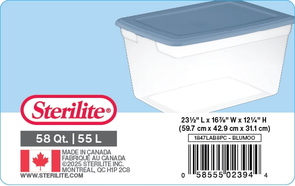 Sterilite 55 Liter Storage Box, Blue