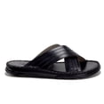 thumbnail image 2 of Men's 82622 Leather Lined Criss Cross Over Slip On Slides Sandals, 2 of 4