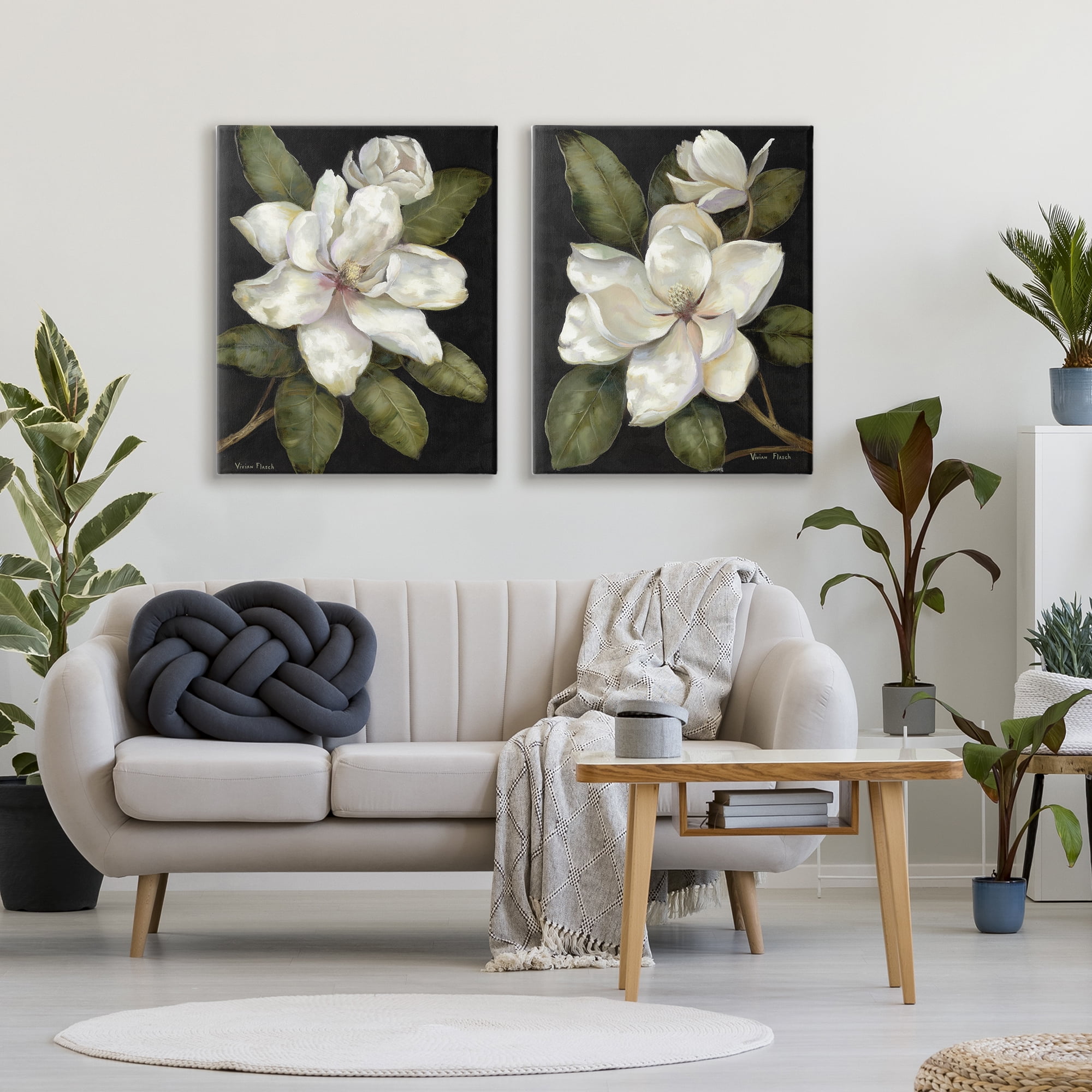 Stupell Industries Magnolia Buds & Blooms 2 Piece Canvas Wall Art Set, design by Nan