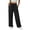 Black, variant on Women's Summer Lace Trim Solid Straight Leg Pants, Elastic Waist Loose Casual Trousers with Dual Side Pockets for Ladies Daily Outfit Black M