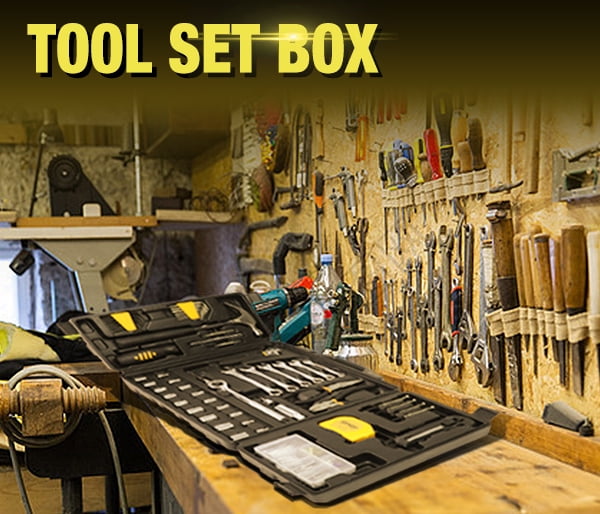 DNA Motoring 160Pc Yellow SAE Metric 3/8" Wrenches Pliers Ratchets Sockets Drivers Tool Kit