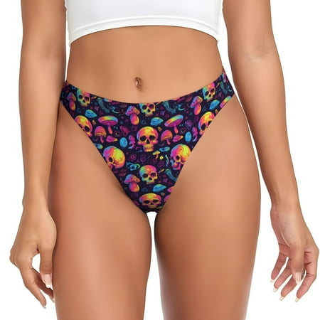 Sigee Skull mushroom for Women s G-String Panty  Low Rise  Soft Lace Perfect for Everyday Wear or Special Occasions-3X-Large
