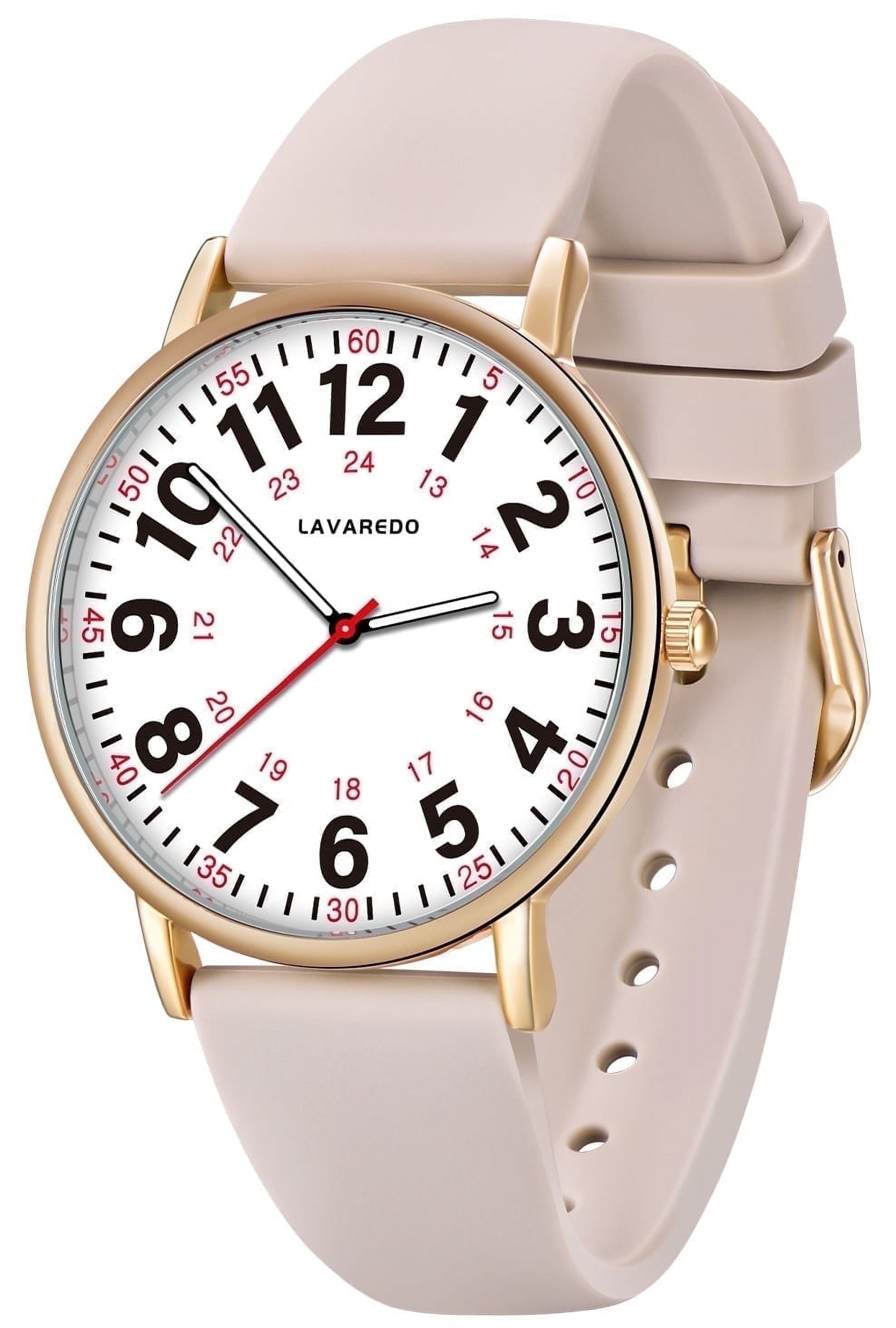 Bomieux Watch for Women Nurse Watch for Doctors Luminous Easy Read Dial,12/24 Hours with Second Hand,Silicone Band,Waterproof Watch gift for Women